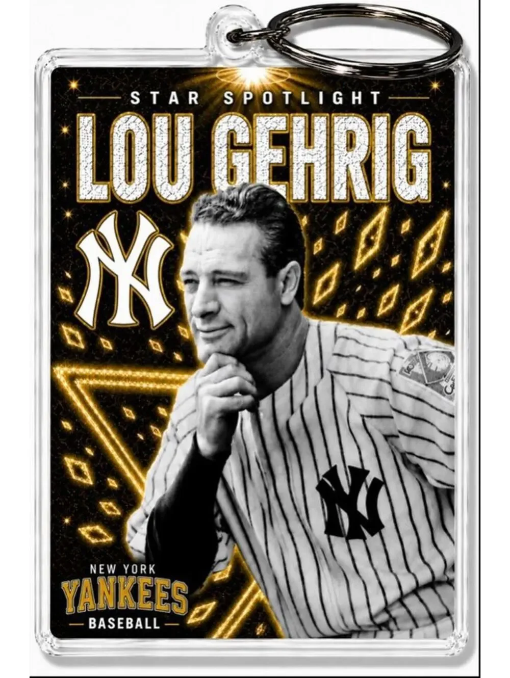 3908 Lou Gehrig Keychain Gold Spotlight Premium Keychain No Nameplate